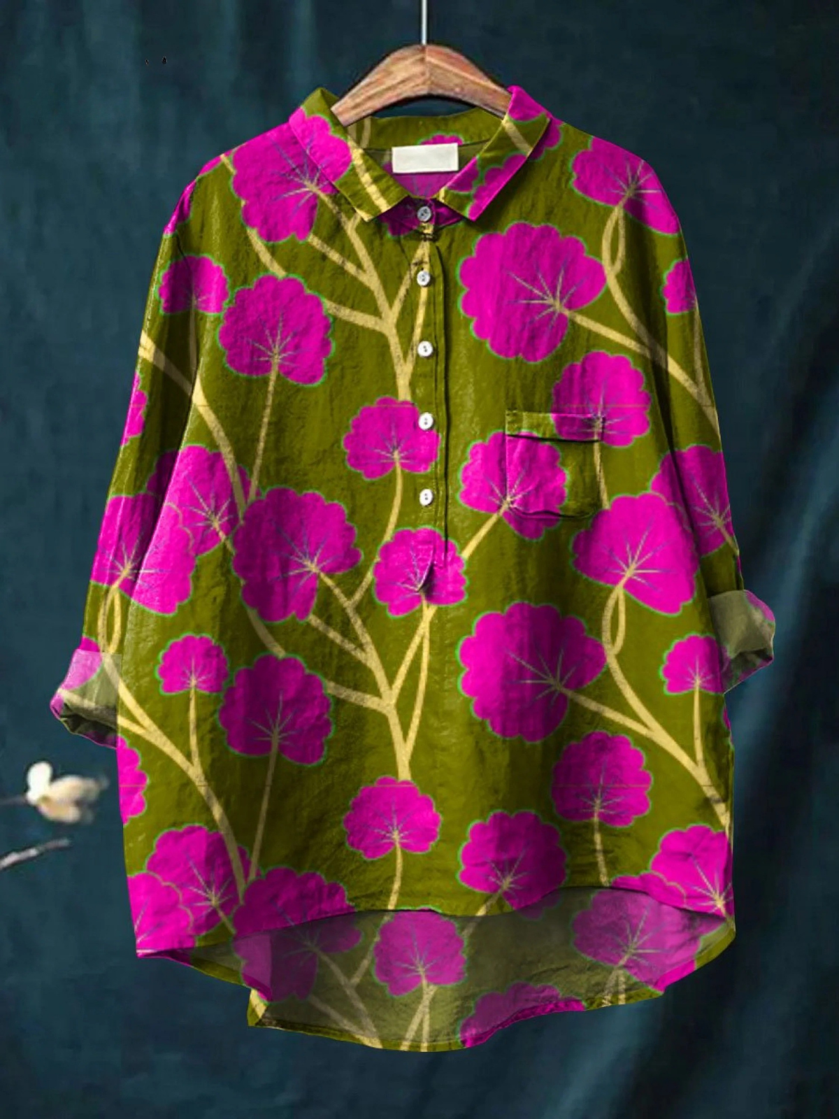 Sophia | Women's Vintage Flower Art Print Casual Shirt